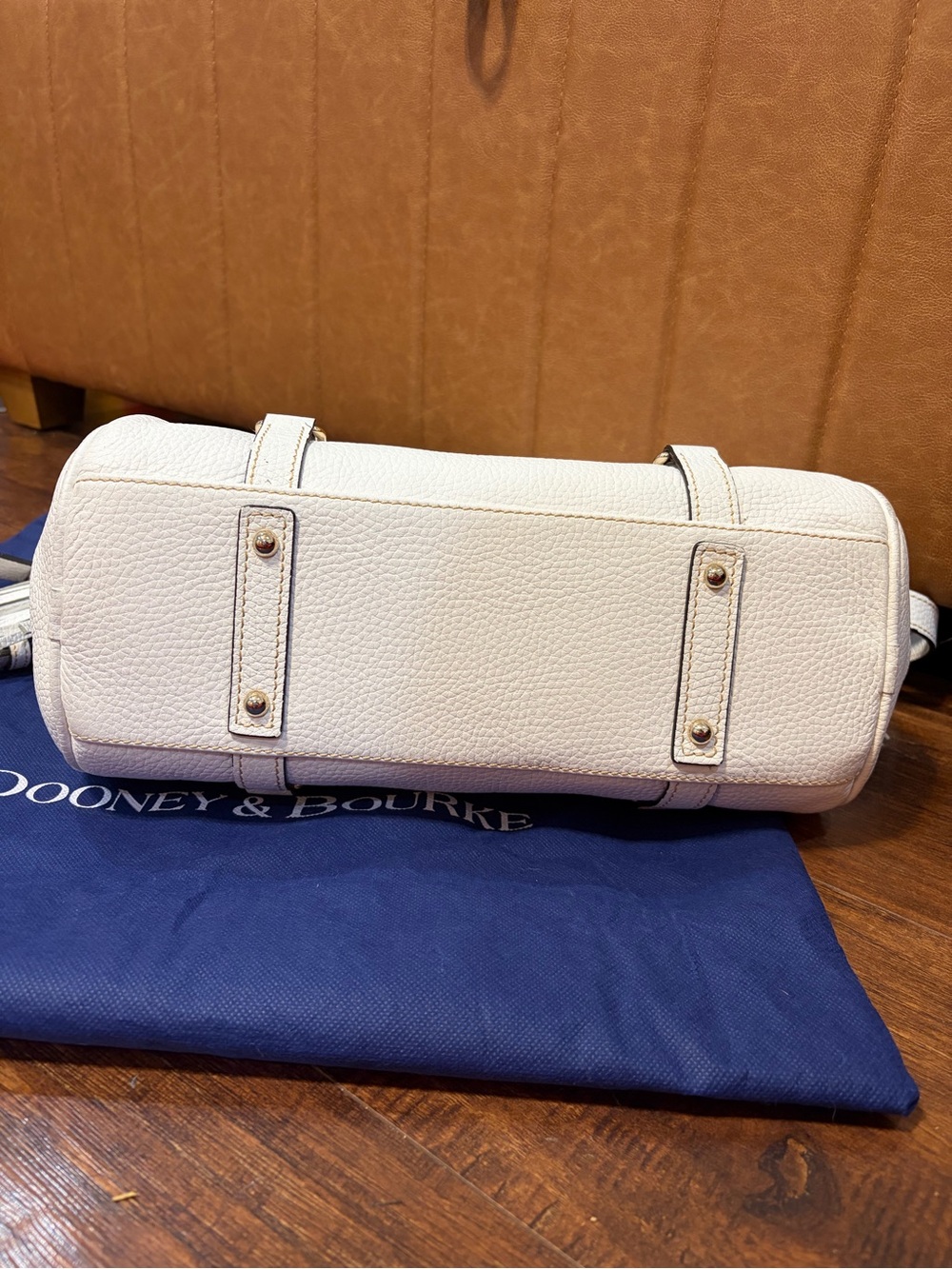 Dooney & Bourke White Pebble Leather Satchel with Gold Hardware - Picture 5 of 14